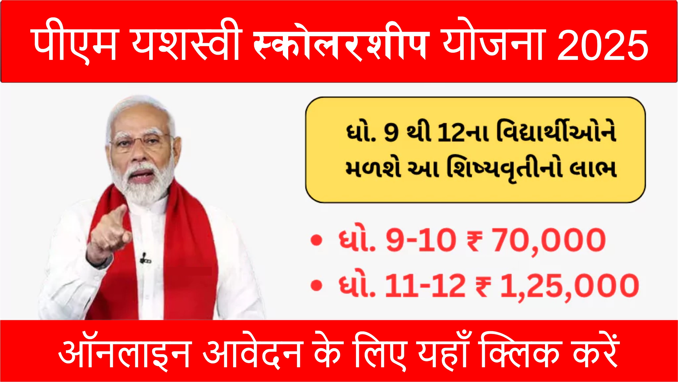 Yashasvi Scholarship Yojana 2025 Gujarat, PM Yashasvi Scholarship Apply Online
